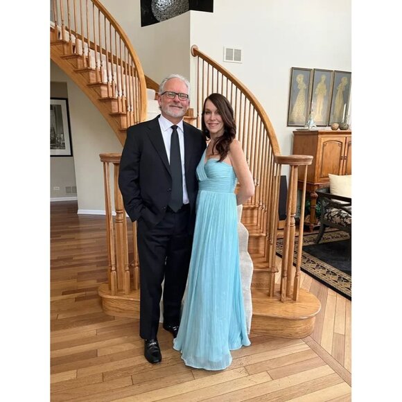 Badgley Mischka Blue Draped One-Shoulder Evening Gown – Women’s Size 8 - Picture 9 of 10